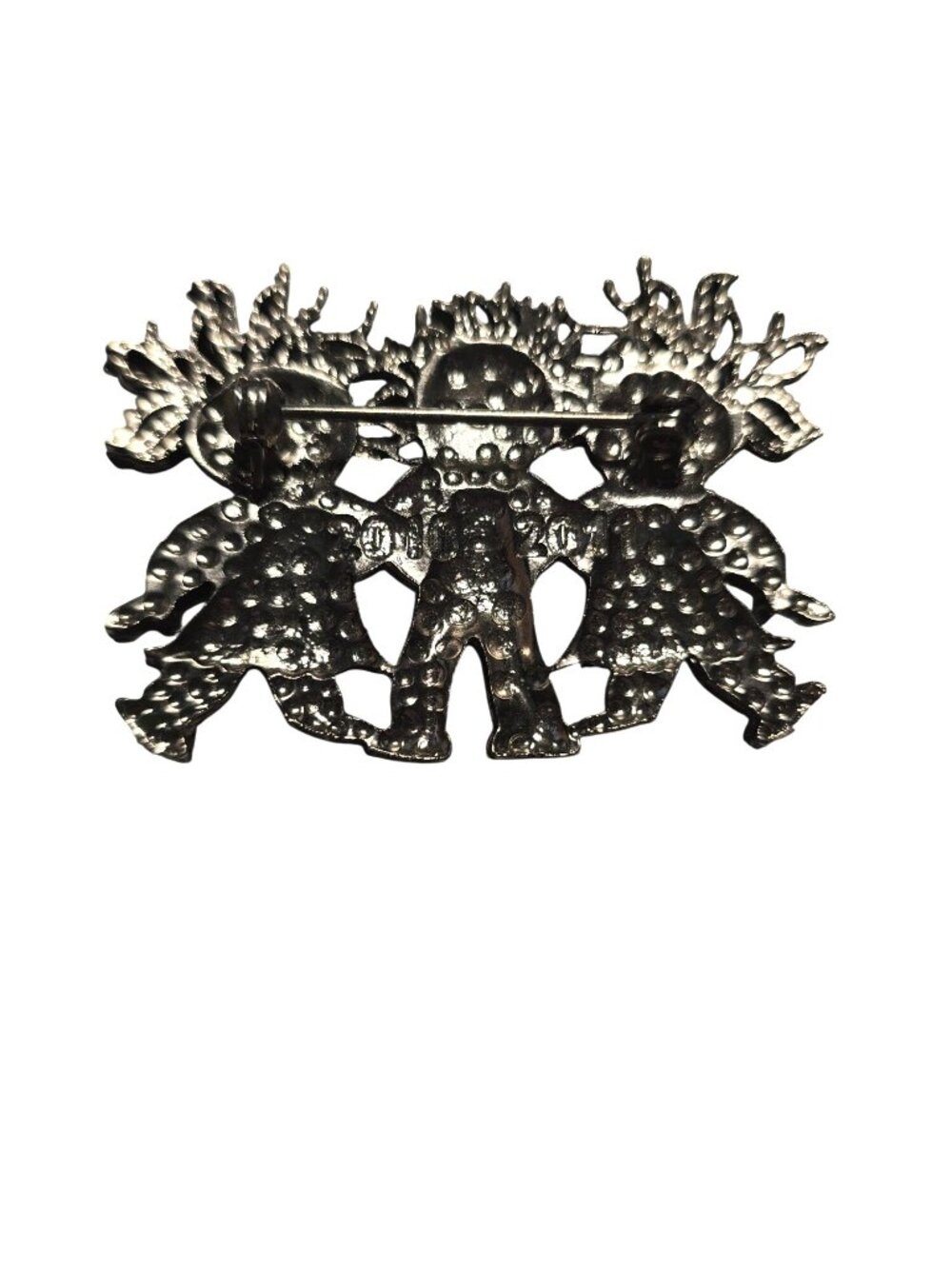 R. Steinmetz & Sons "Raggedy Ann" Tripplets Minimalist Black White Brooch - Picture 2 of 4